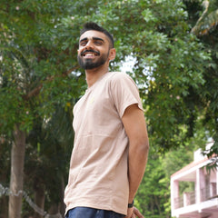 BROWN - MEN TSHIRTS – SUPER COMBED COTTON – PLANT DYED- ANTI MICROBIAL / ANTI BACTERIAL– ROUND NECK – HALF SLEEVE TSHIRT – DURABLE FOR ACTIVE AND EVERYDAY WEAR – 180gsm – PACK OF 1
