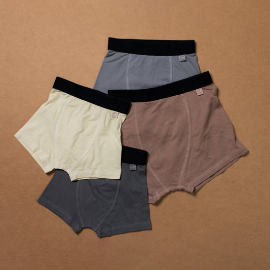 BOYS TRUNKS -assorted- Plant Dyed – Anti Microbial -Organic Cotton Elastane- Stretchable - Anti Bacterial - Comfortable Underwear - Pack Of 2