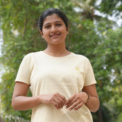 YELLOW - WOMEN TSHIRTS – SUPER COMBED COTTON – PLANT DYED- ANTI MICROBIAL / ANTI BACTERIAL– ROUND NECK – HALF SLEEVE TSHIRT – DURABLE FOR ACTIVE AND EVERYDAY WEAR – 180gsm – PACK OF 1